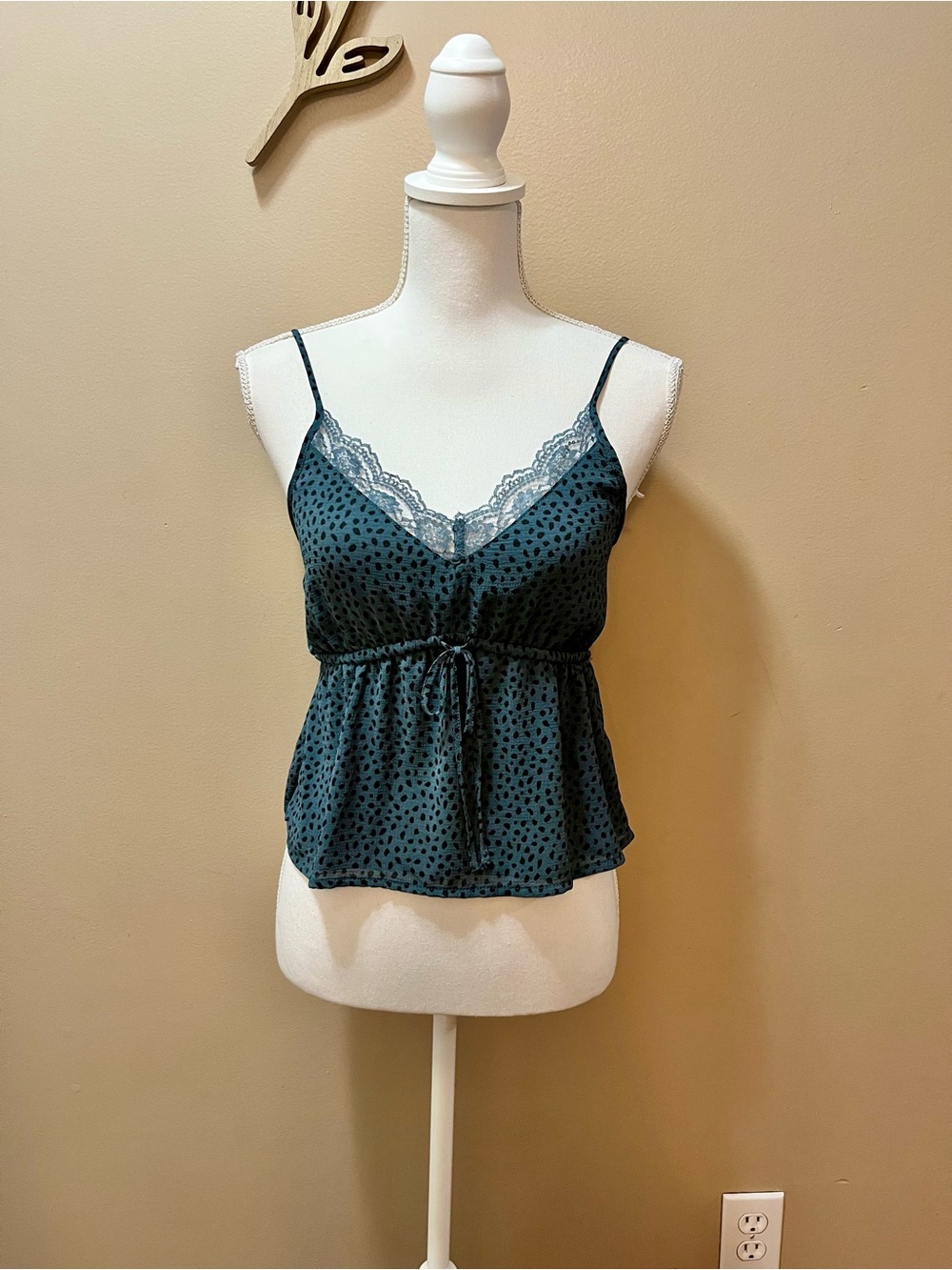 American Eagle Teal Lace Trim Cami Tank Size XS